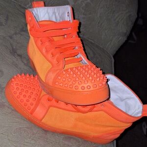 Christian Louboutin men lou spikes orlato neon orange